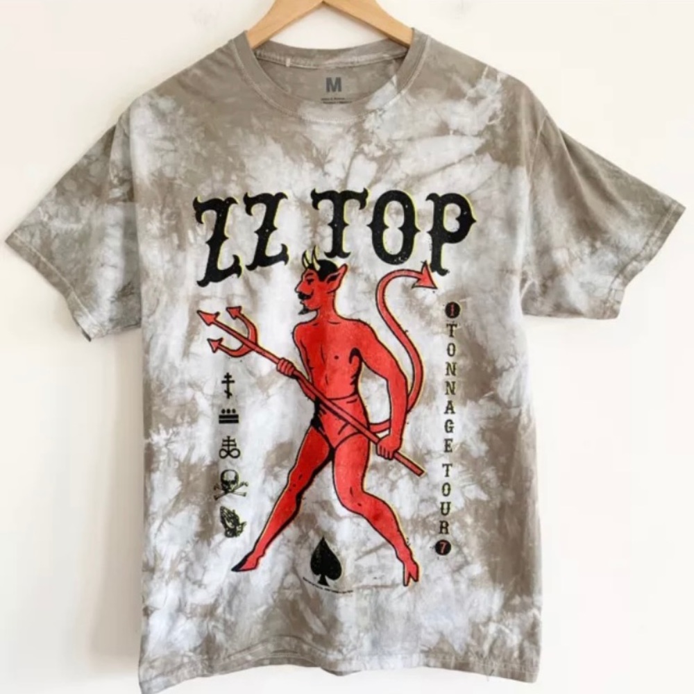 ZZ Top Tonnage Tour Brown Tie Dye Tee Shirt Medium